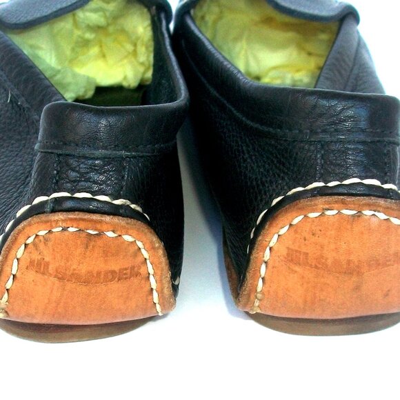 Jil Sander Black Leather Handmade Handstitched Loafers 40M 10M $960 - Picture 1 of 8